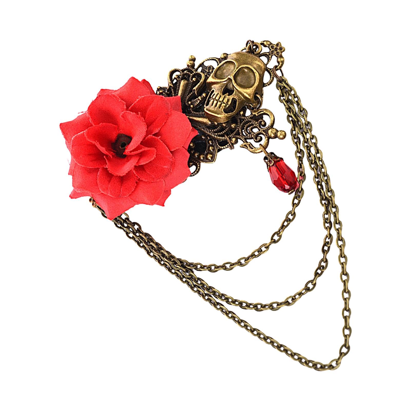 Amazon | スチームパンク ヘアピン、ローズ スカル ヘアピン